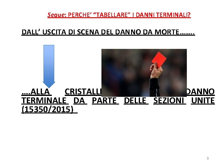 Segue: PERCHE’ “TABELLARE” I DANNI TERMINALI? DALL’ USCITA DI SCENA DEL DANNO DA MORTE…….