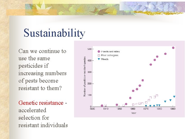 Sustainability Can we continue to use the same pesticides if increasing numbers of pests