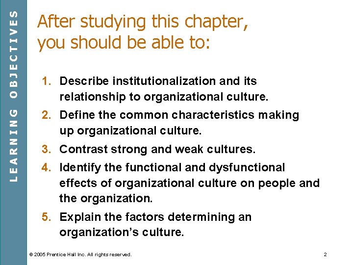 OBJECTIVES LEARNING After studying this chapter, you should be able to: 1. Describe institutionalization