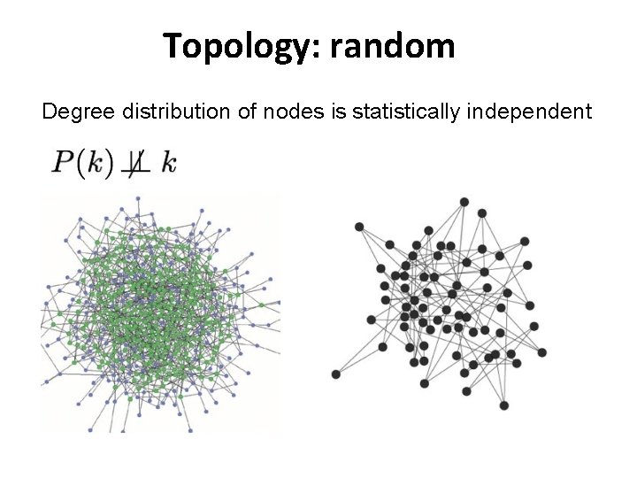 Topology: random Degree distribution of nodes is statistically independent 