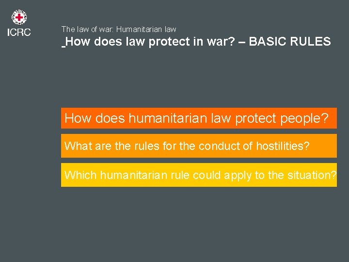 The law of war: Humanitarian law How does law protect in war? – BASIC