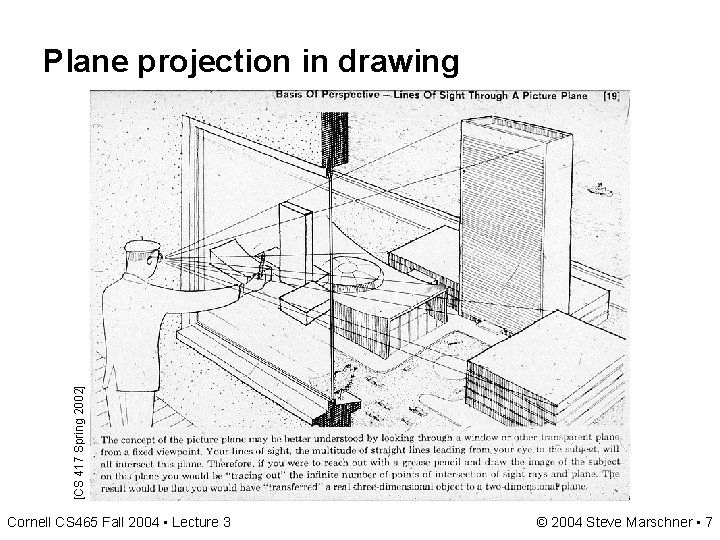 [CS 417 Spring 2002] Plane projection in drawing Cornell CS 465 Fall 2004 •