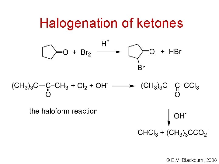 Halogenation of ketones the haloform reaction © E. V. Blackburn, 2008 