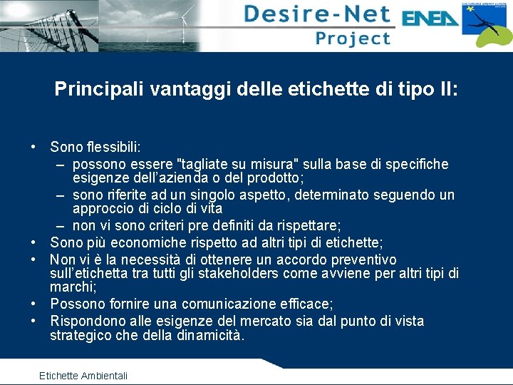 Principali vantaggi delle etichette di tipo II: • Sono flessibili: – possono essere "tagliate