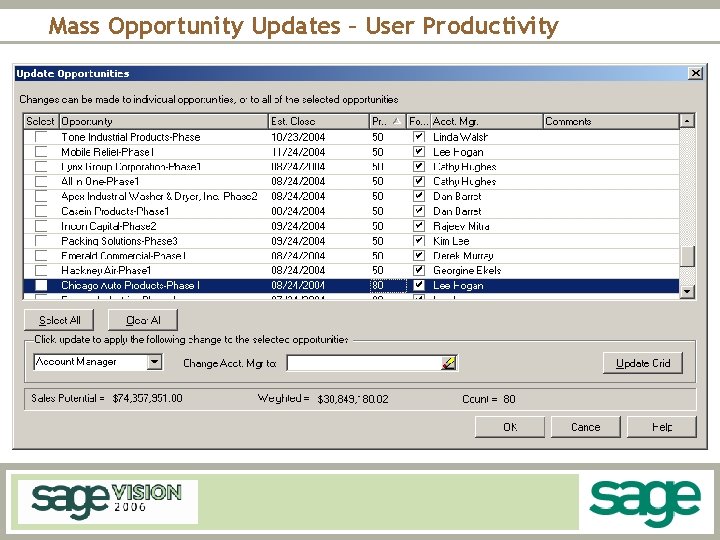 Mass Opportunity Updates – User Productivity 