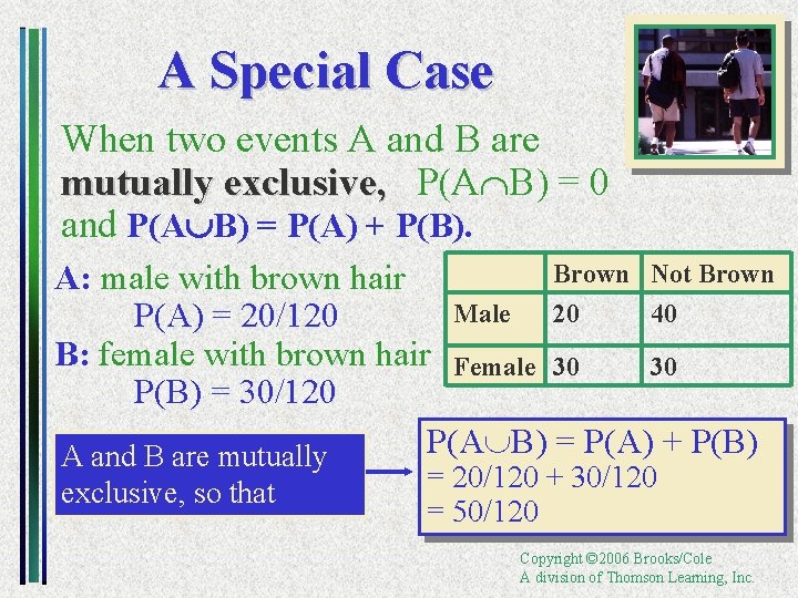 A Special Case When two events A and B are mutually exclusive, P(A B)