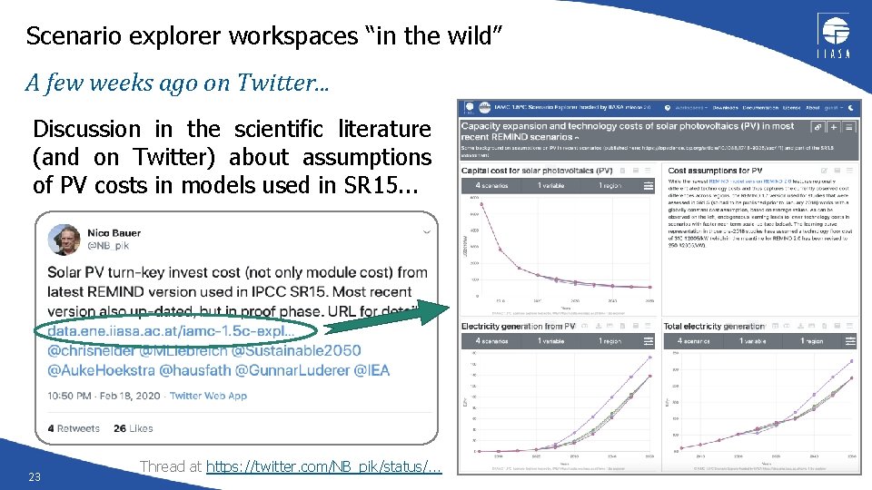 Scenario explorer workspaces “in the wild” A few weeks ago on Twitter. . .