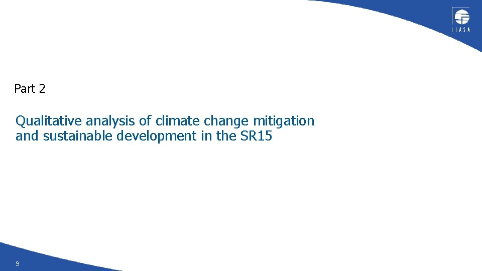 Part 2 Qualitative analysis of climate change mitigation and sustainable development in the SR