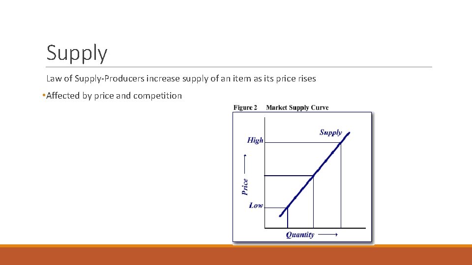 Supply Law of Supply-Producers increase supply of an item as its price rises • Supply Law of Supply-Producers increase supply of an item as its price rises •
