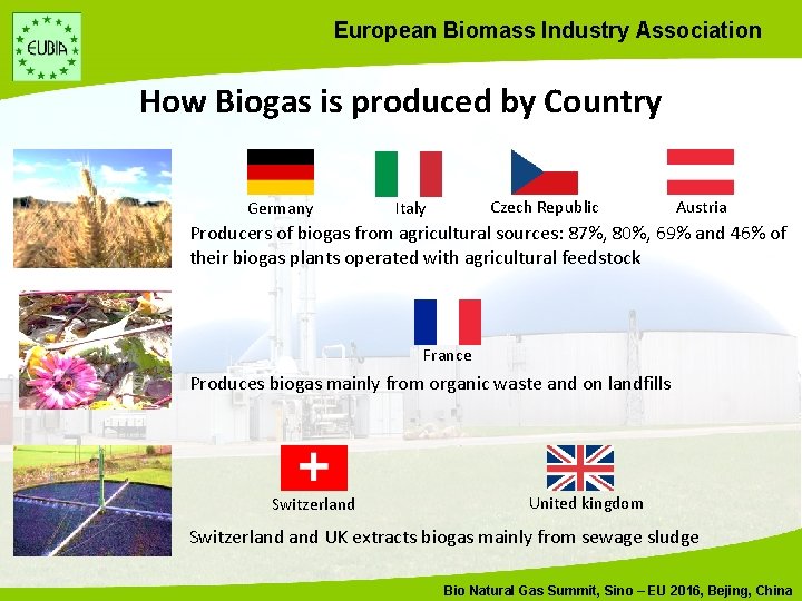 European Biomass Industry Association How Biogas is produced by Country Germany Czech Republic Italy