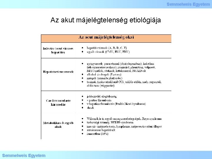 Az akut májelégtelenség etiológiája 