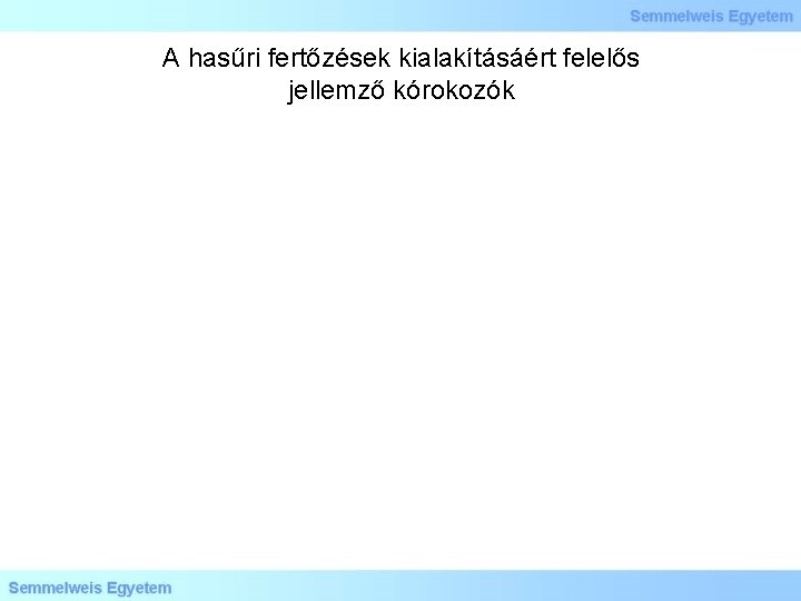 A hasűri fertőzések kialakításáért felelős jellemző kórokozók 