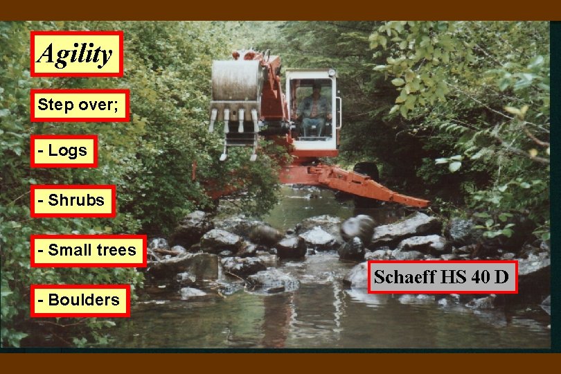 Agility Step over; - Logs - Shrubs - Small trees Schaeff HS 40 D