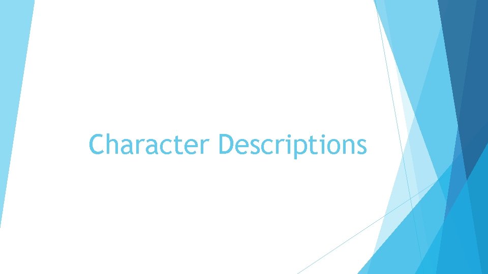 Character Descriptions 