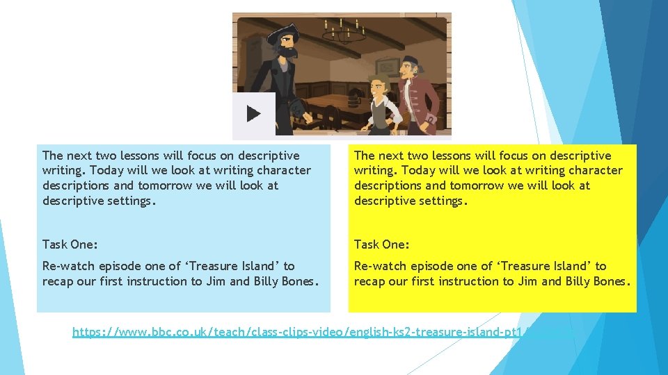 The next two lessons will focus on descriptive writing. Today will we look at