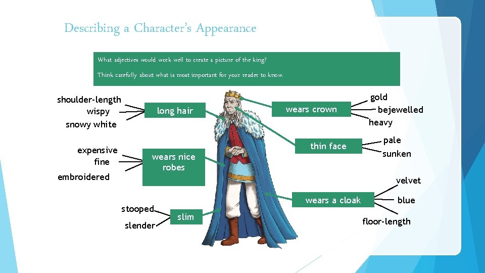 Describing a Character’s Appearance What adjectives would work well to create a picture of