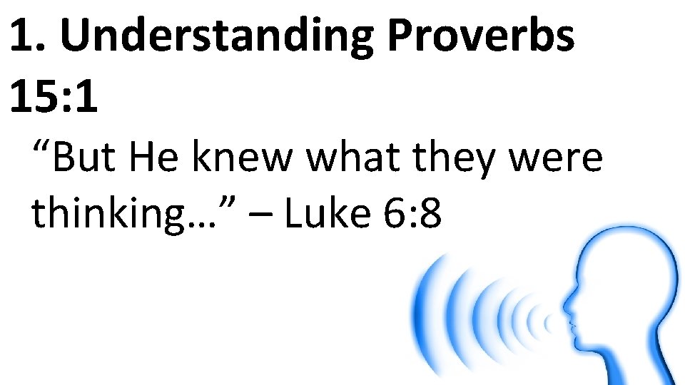 1. Understanding Proverbs 15: 1 “But He knew what they were thinking…” – Luke