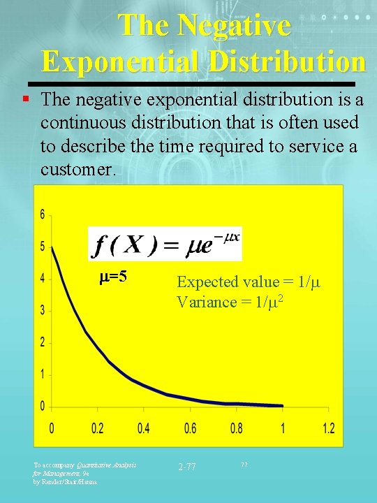 The Negative Exponential Distribution § The negative exponential distribution is a continuous distribution that