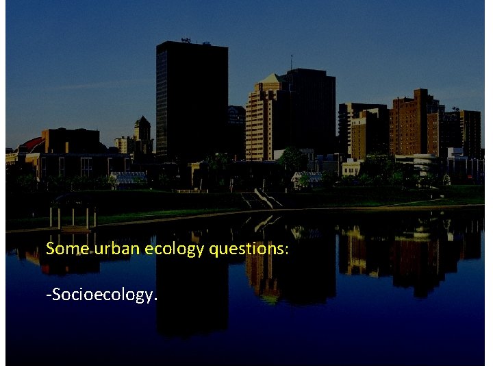 Some urban ecology questions: -Socioecology. 