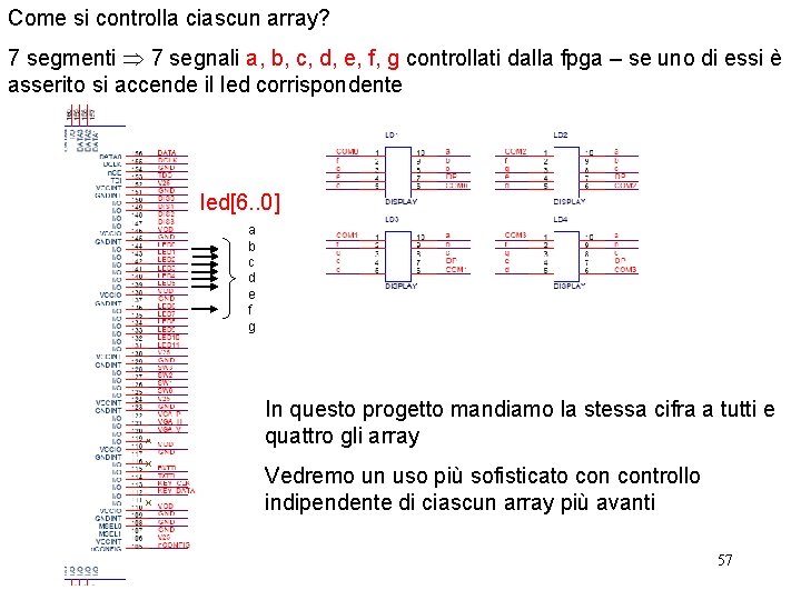 Come si controlla ciascun array? 7 segmenti 7 segnali a, b, c, d, e,