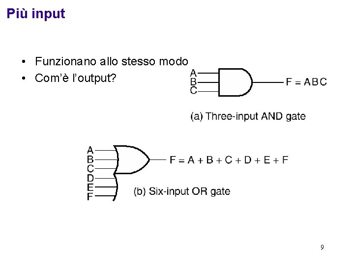 Più input • Funzionano allo stesso modo • Com’è l’output? 9 