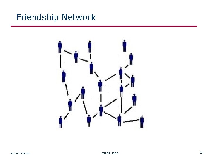 Friendship Network Samer Hassan SSASA 2008 13 