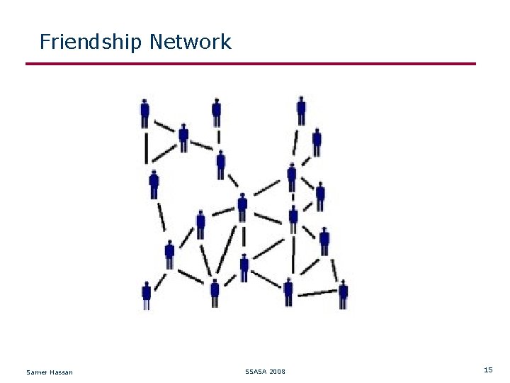 Friendship Network Samer Hassan SSASA 2008 15 