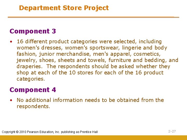 Department Store Project Component 3 • 16 different product categories were selected, including women's