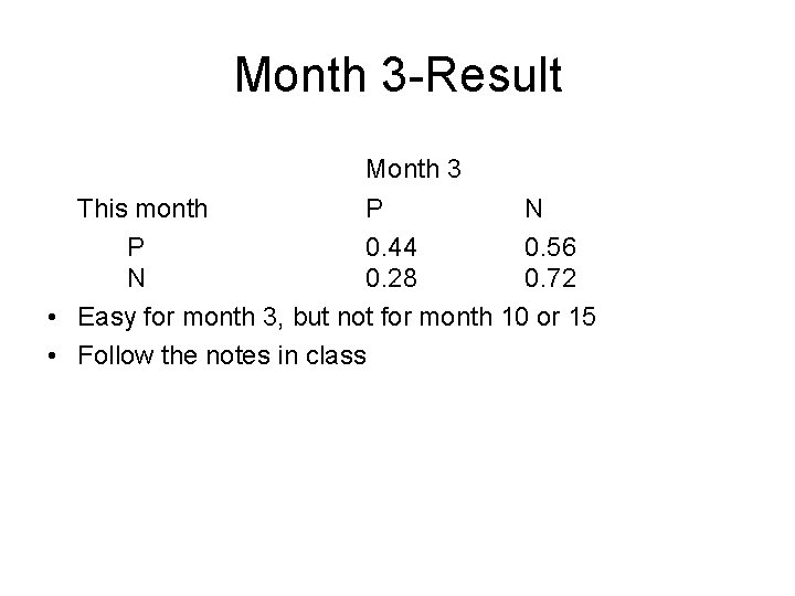 Month 3 -Result Month 3 This month P N P 0. 44 0. 56