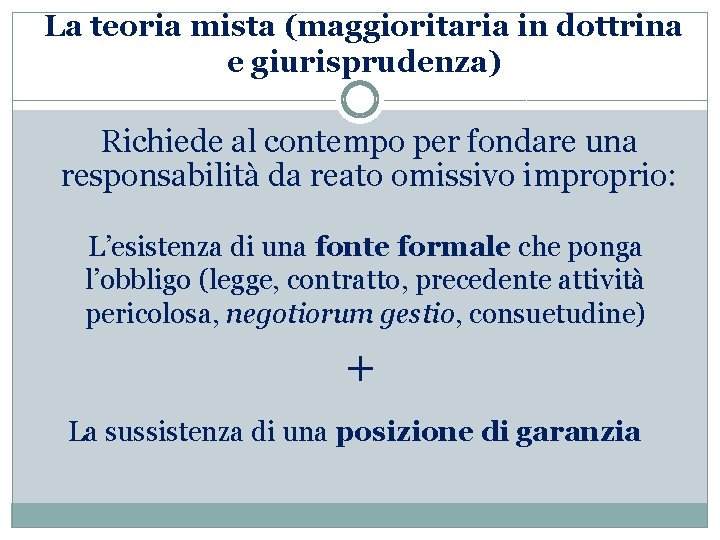 La teoria mista (maggioritaria in dottrina e giurisprudenza) Richiede al contempo per fondare una