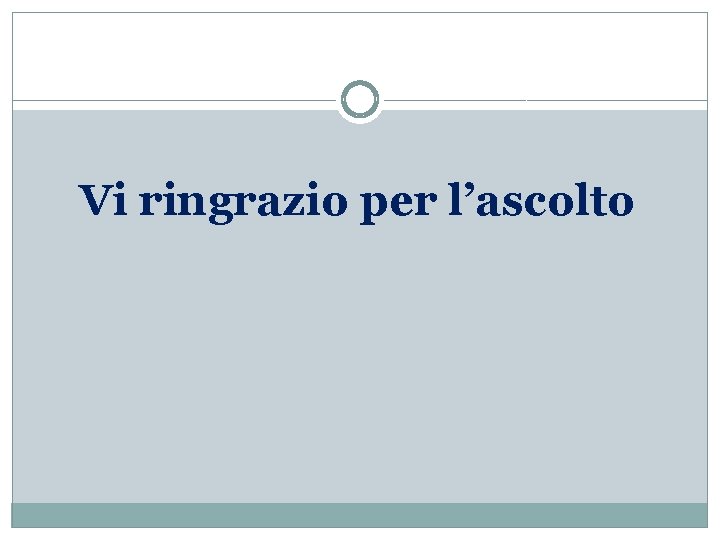 Vi ringrazio per l’ascolto 