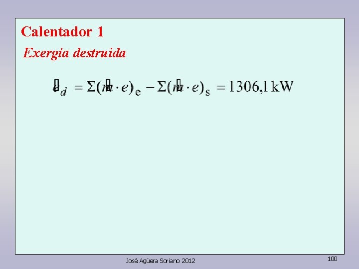 Calentador 1 Exergía destruida José Agüera Soriano 2012 100 