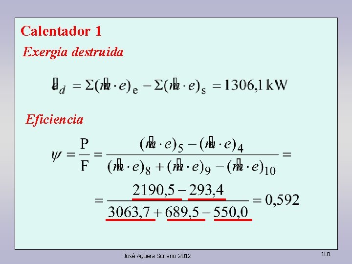 Calentador 1 Exergía destruida Eficiencia José Agüera Soriano 2012 101 