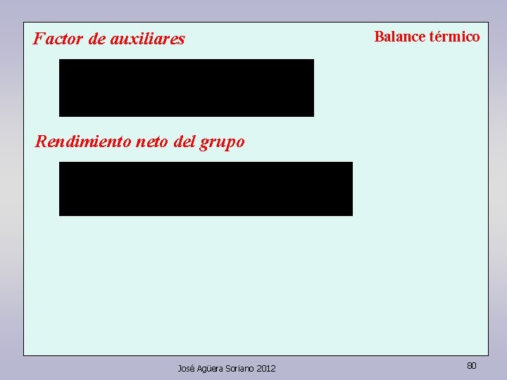 Factor de auxiliares Balance térmico Rendimiento neto del grupo José Agüera Soriano 2012 80