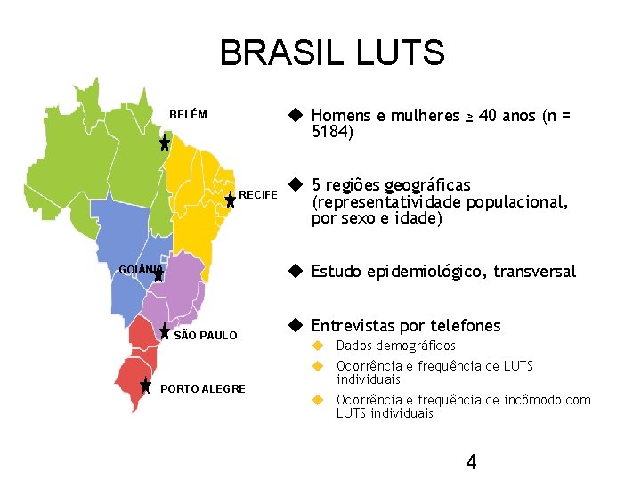 BRASIL LUTS u Homens e mulheres ≥ 40 anos (n = 5184) BELÉM RECIFE