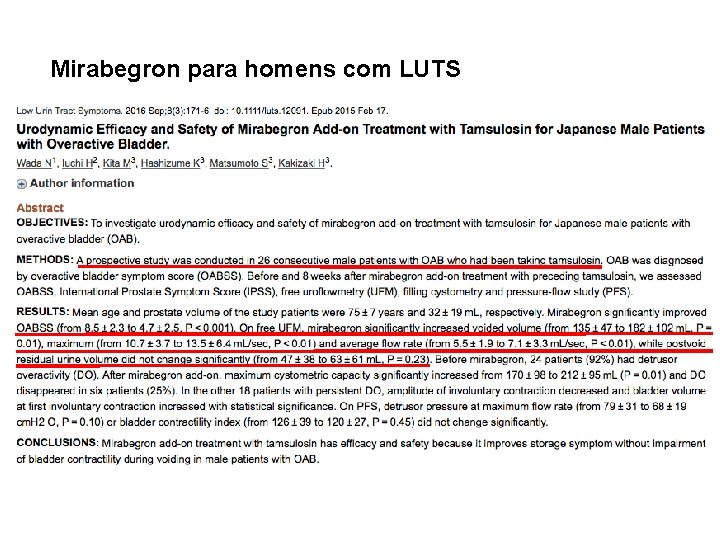 Mirabegron para homens com LUTS 
