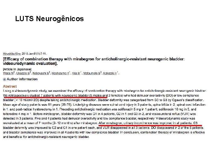 LUTS Neurogênicos 