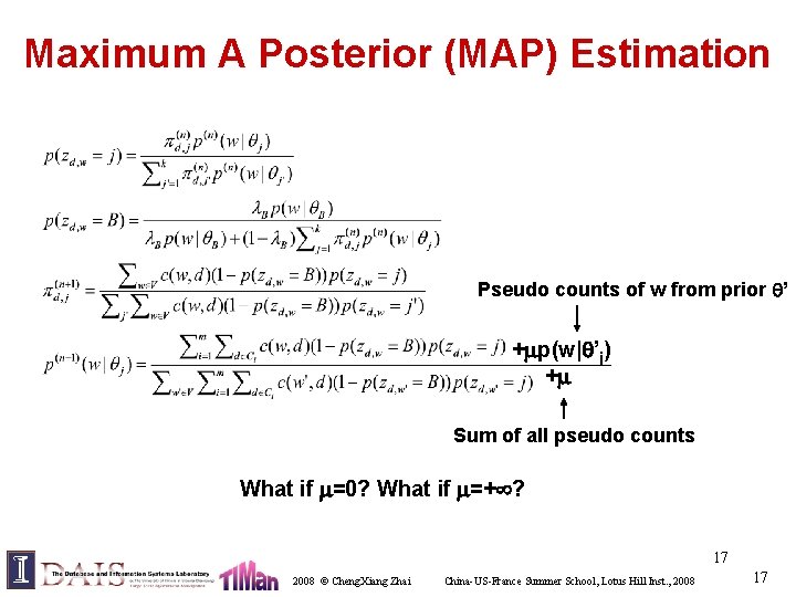 Maximum A Posterior (MAP) Estimation Pseudo counts of w from prior ’ + p(w|