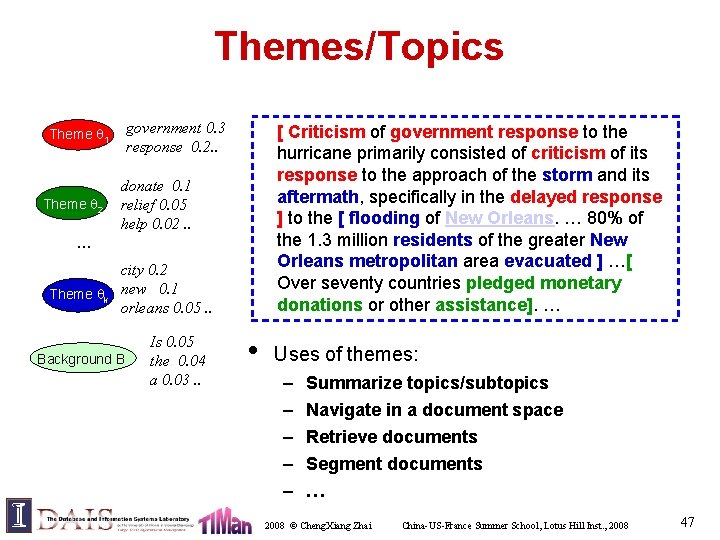 Themes/Topics government 0. 3 response 0. 2. . Theme 1 Theme 2 [ Criticism