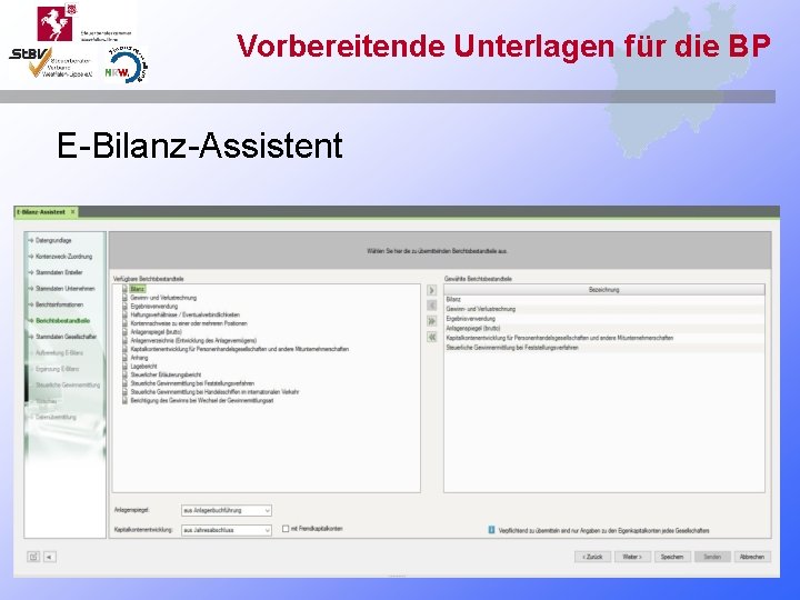 Vorbereitende Unterlagen für die BP E-Bilanz-Assistent 