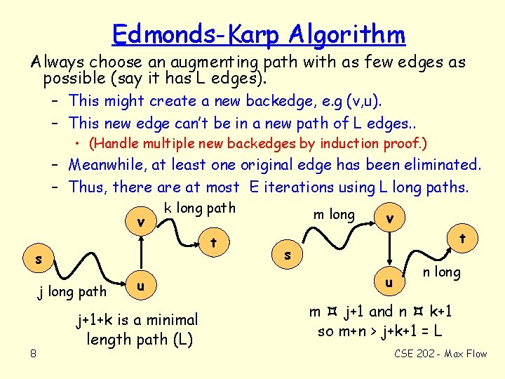 Edmonds-Karp Algorithm Always choose an augmenting path with as few edges as possible (say