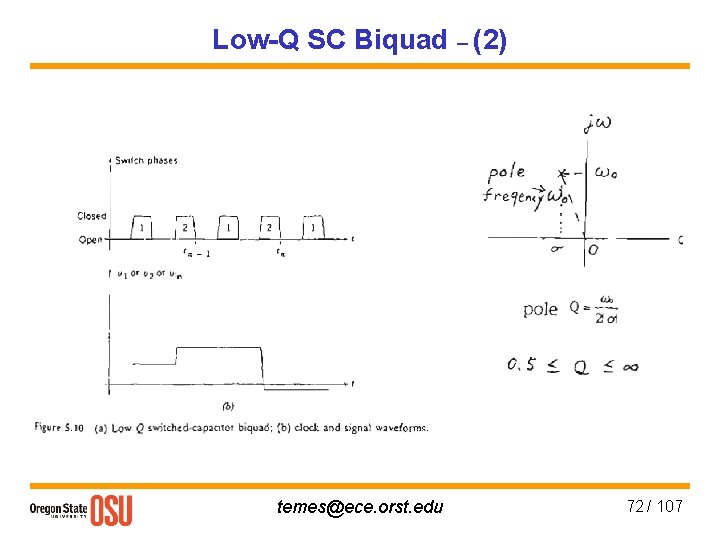 Low-Q SC Biquad – (2) temes@ece. orst. edu 72 / 107 