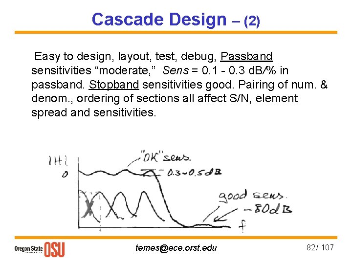 Cascade Design – (2) Easy to design, layout, test, debug, Passband sensitivities “moderate, ”
