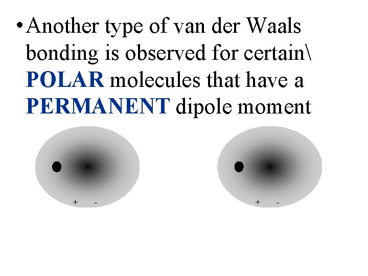  • Another type of van der Waals bonding is observed for certain POLAR