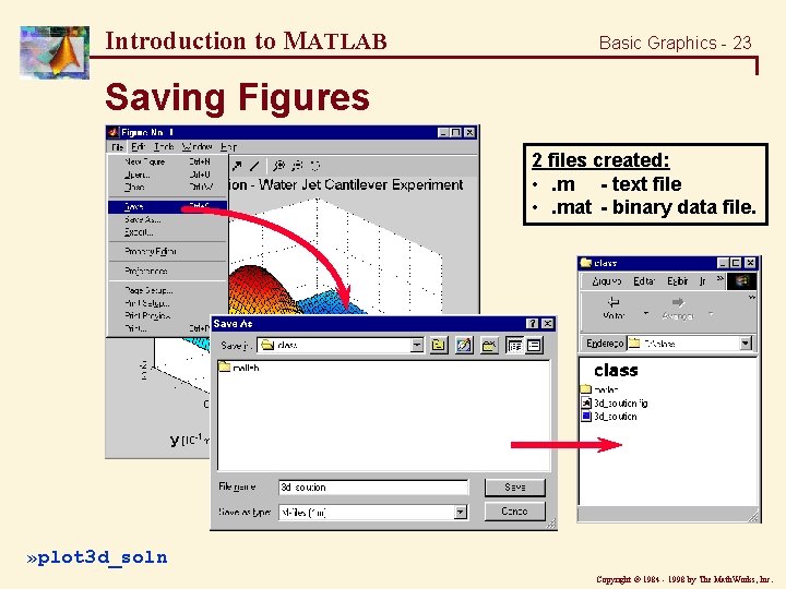 Introduction to MATLAB Basic Graphics - 23 Saving Figures 2 files created: • .