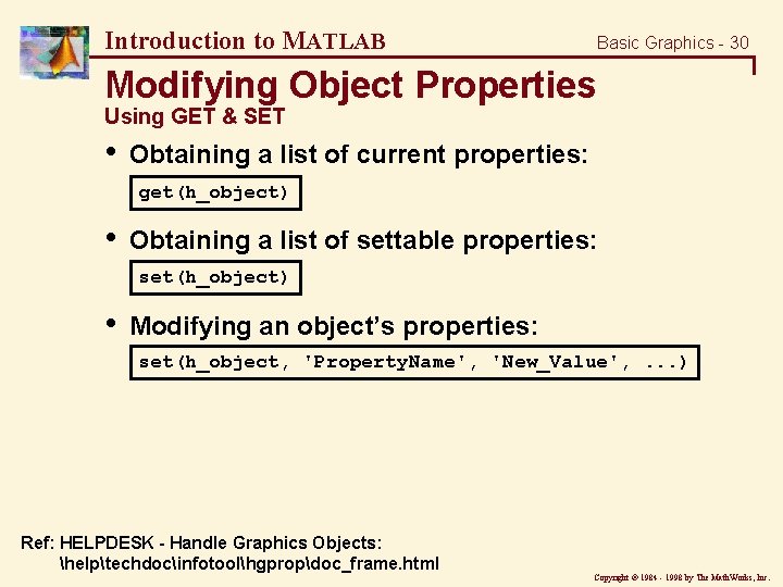 Introduction to MATLAB Basic Graphics - 30 Modifying Object Properties Using GET & SET