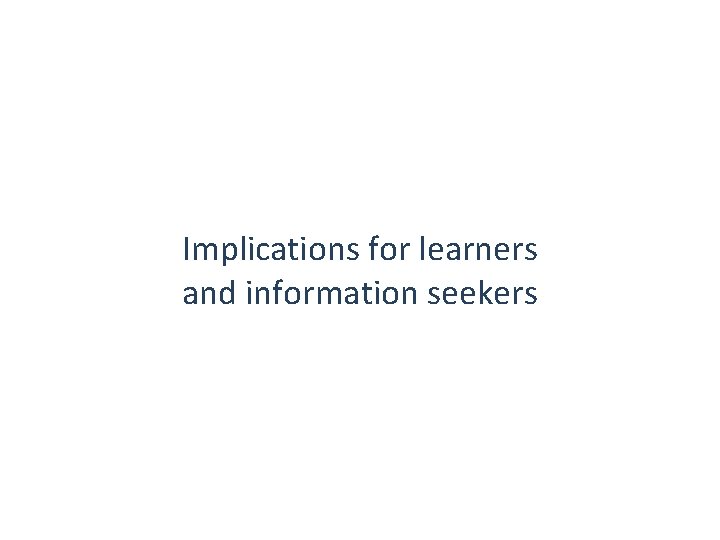 Implications for learners and information seekers 