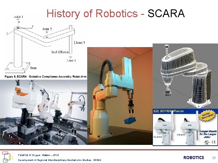 History of Robotics - SCARA TEMPUS IV Project: 158644 – JPCR Development of Regional