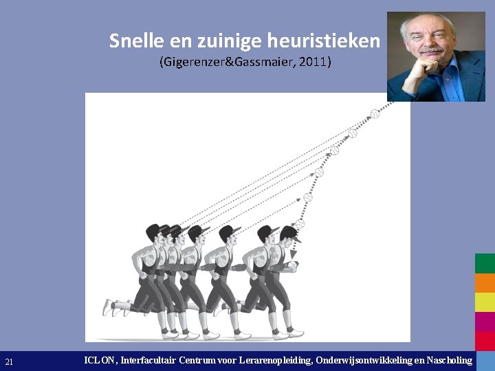 Snelle en zuinige heuristieken (Gigerenzer&Gassmaier, 2011) 21 ICLON, Interfacultair Centrum voor Lerarenopleiding, Onderwijsontwikkeling Leiden