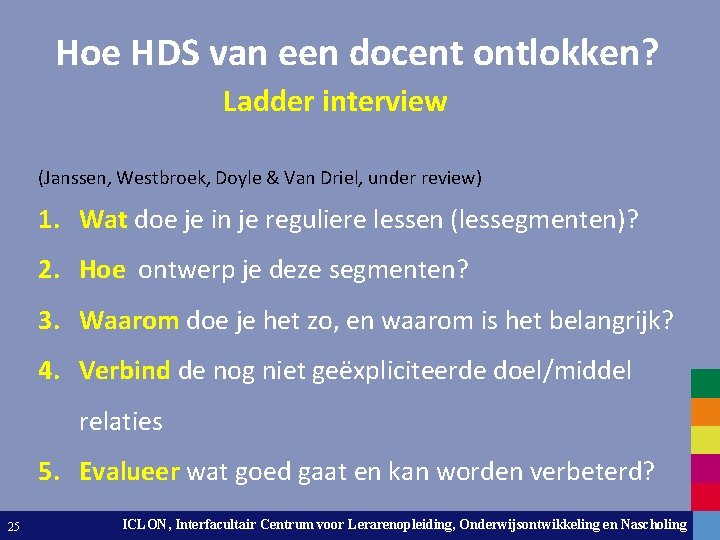 Hoe HDS van een docent ontlokken? Ladder interview (Janssen, Westbroek, Doyle & Van Driel,